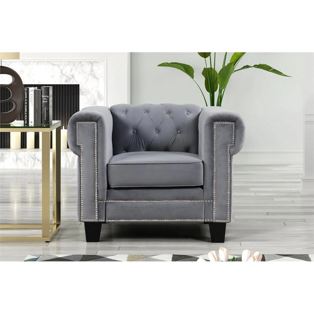3-Piece Velvet Fabric Furniture Set-Gray N76637