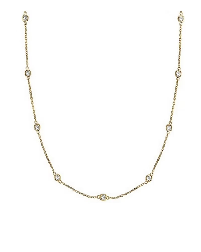 Gold-plated Sterling Silver Clear CZ Chain Necklace I515557