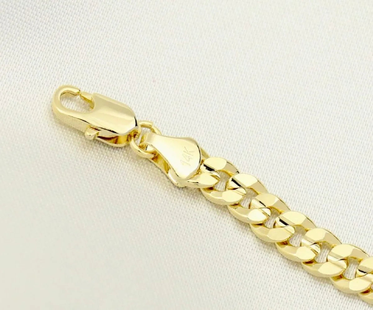 14K Bonded Gold Cuban Chain Necklace with Rose Cross Charm H2994