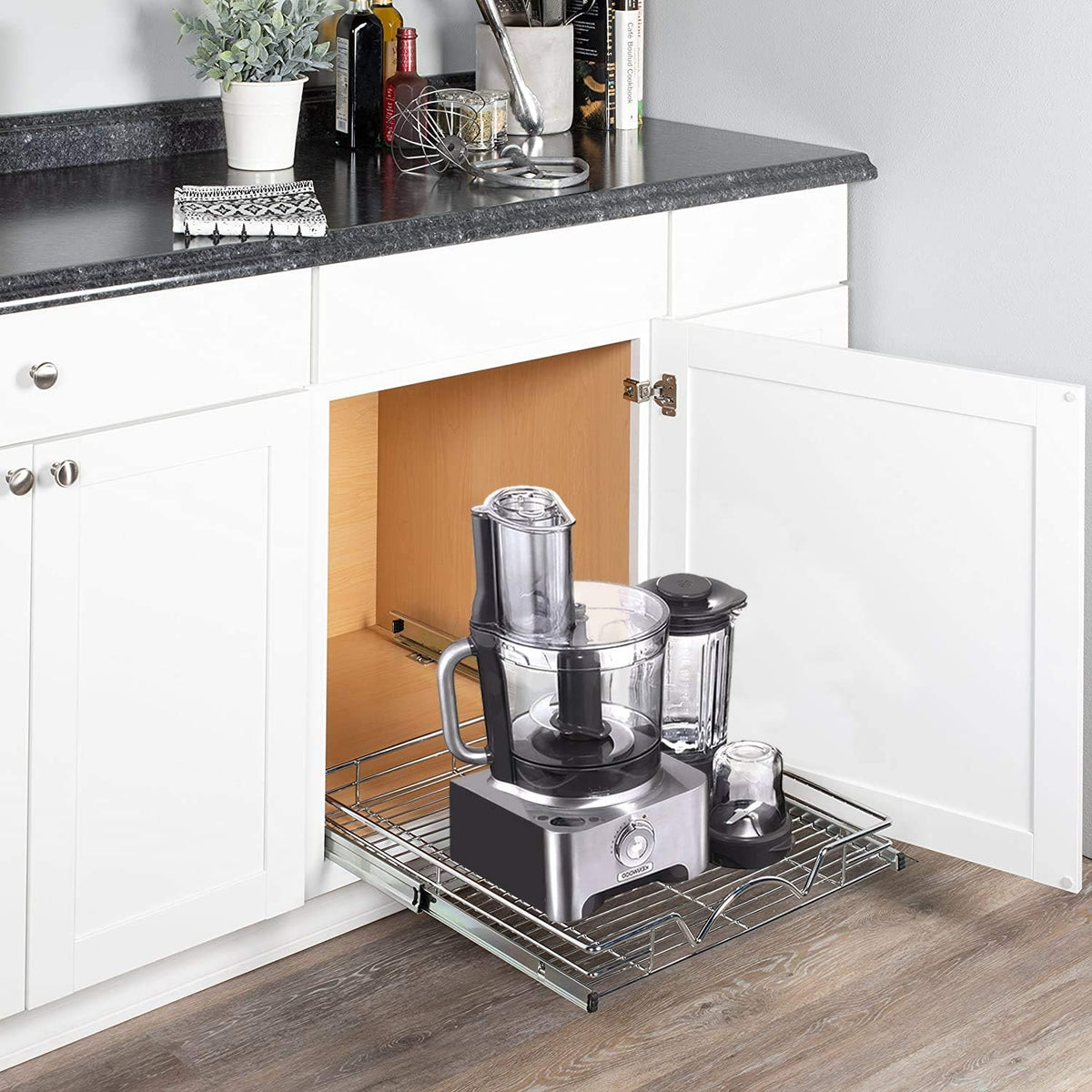 Chrome Finish Pull Out Cabinet Drawer Organizer, Pack of 2 T26016