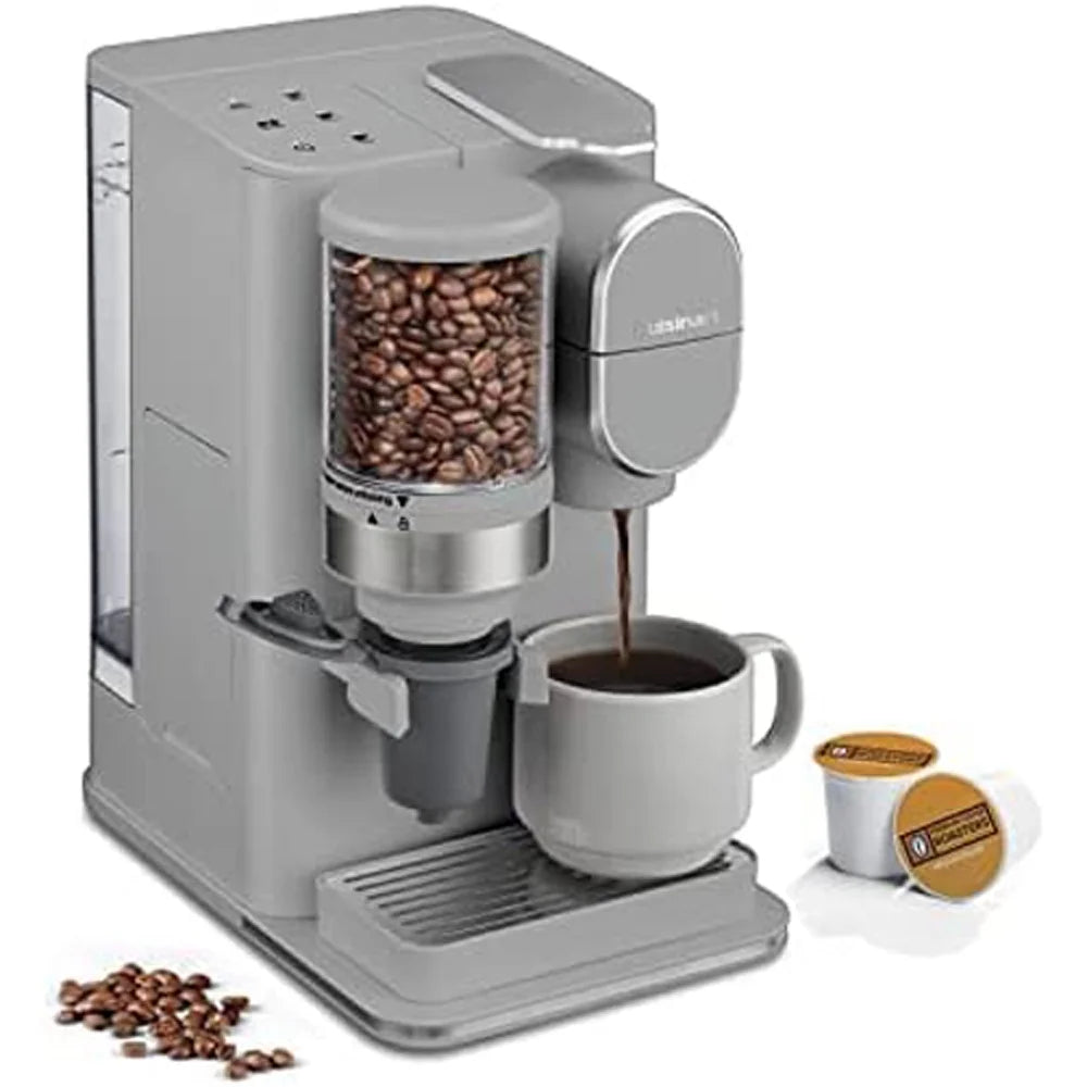 Conical Burr Grind and Brew Single-Serve Coffeemaker Gray Bundle with 3 K-Cups Q852