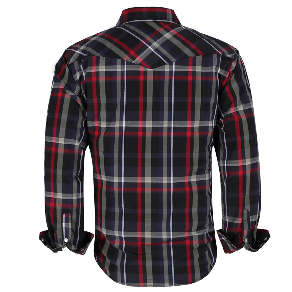 Black Red Plaid Pearl Snap Work Shirts R3883