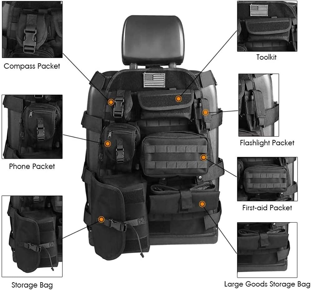 Black Tactical Seat Cover Pack of 2 Q954