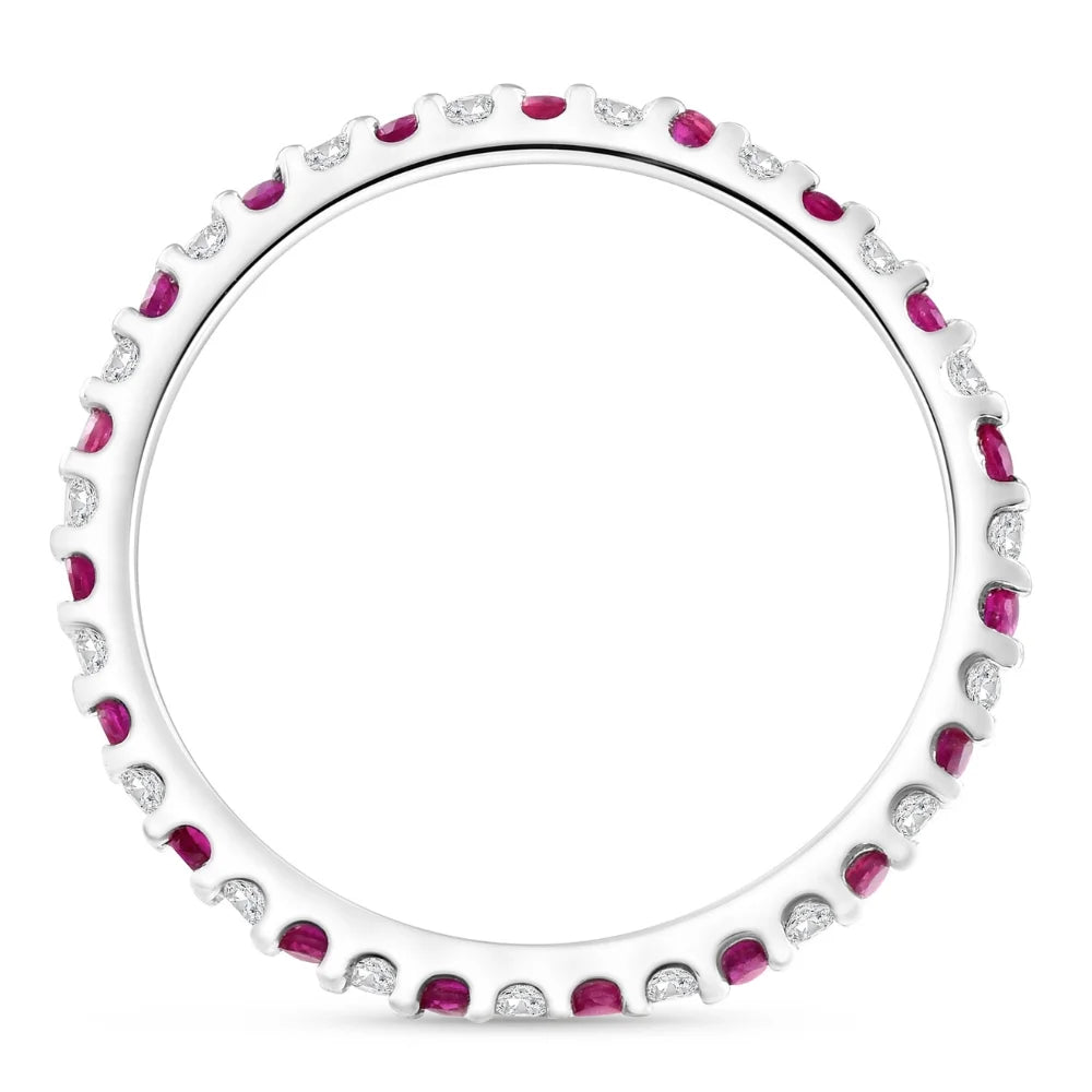 14k White Gold Ruby & Diamond Eternity Wedding Ring W35885