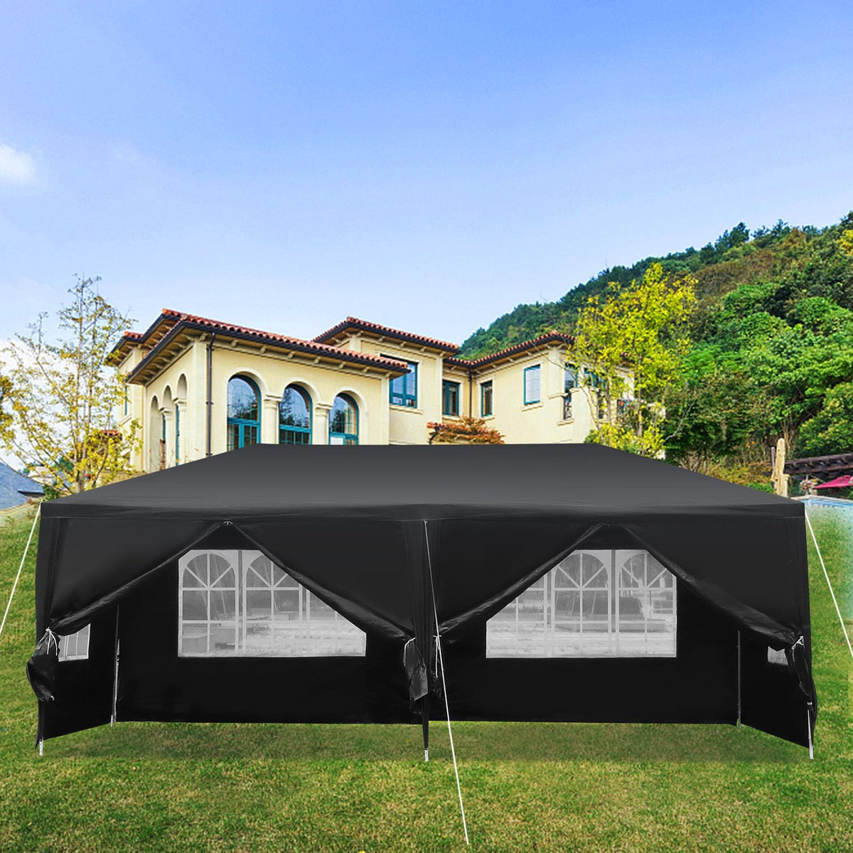 10'x20' Waterproof Outdoor Party Tent with 4 Removable Sidewall and 2 Door F729