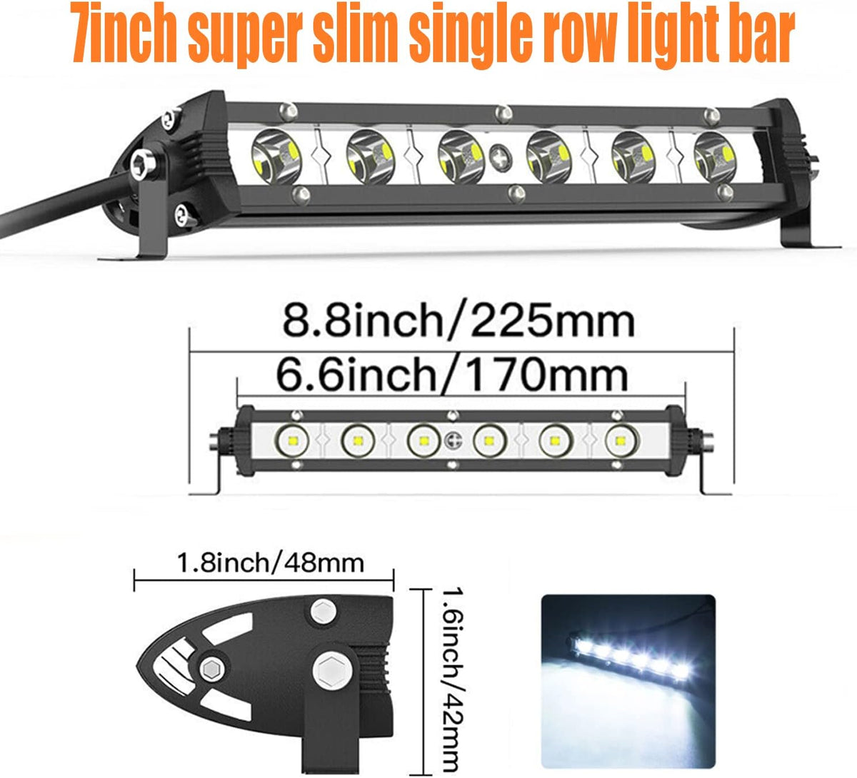 18W Ultra-Slim LED Light Bar Pods Waterproof Fog Light Work Lights 8pcs X684325