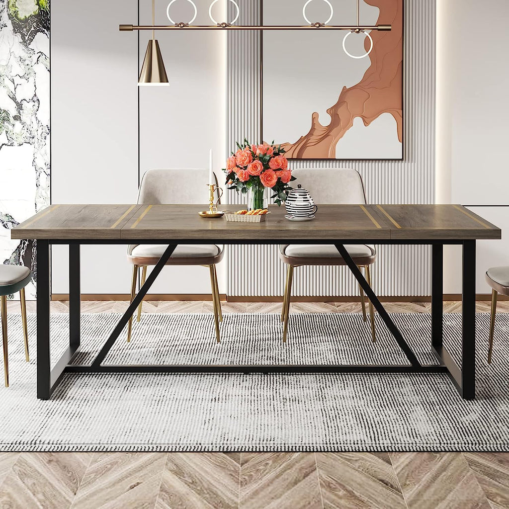 70.9" Gray & Black Dining Table H417986