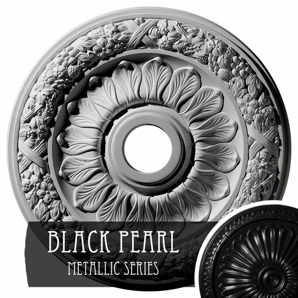 24 inchod x 4 inchid x 1 1/2 inchp Ceiling Medallion, Hand-Painted Black Pearl H7885
