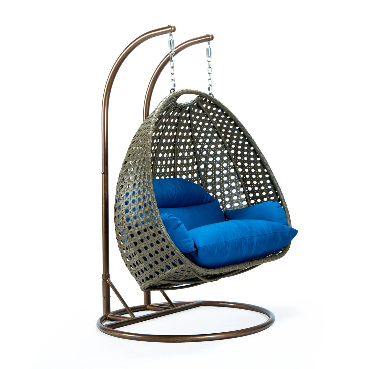 Blue Wicker 2 Person Hanging Egg Swing Chair K693