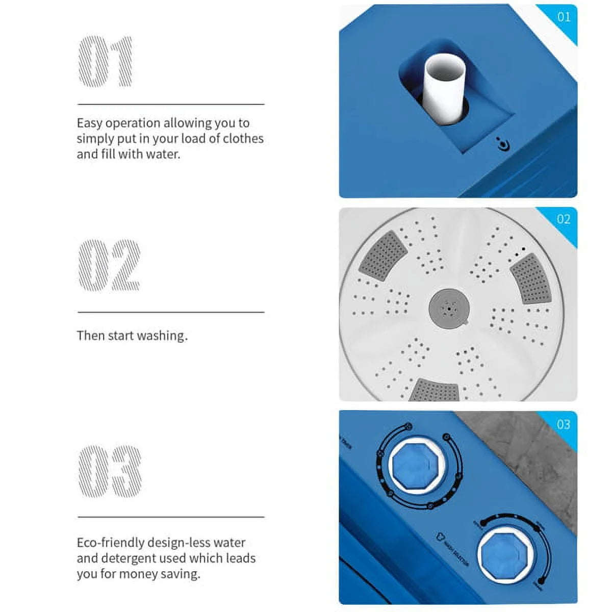Semi-automatic Twin Tub Washing Machine 26Lbs White Blue K668897
