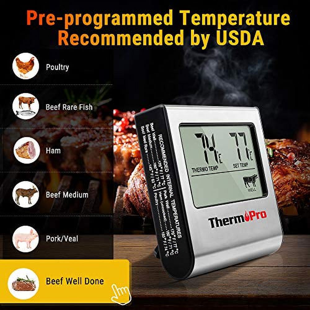 Large LCD Digital Cooking Meat Thermometer with Stainless Steel Probe A244178