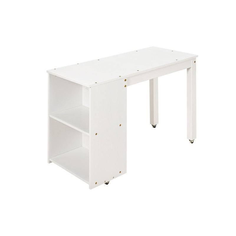 White Twin Loft Bed with Cabinet and Rolling Desk F3269