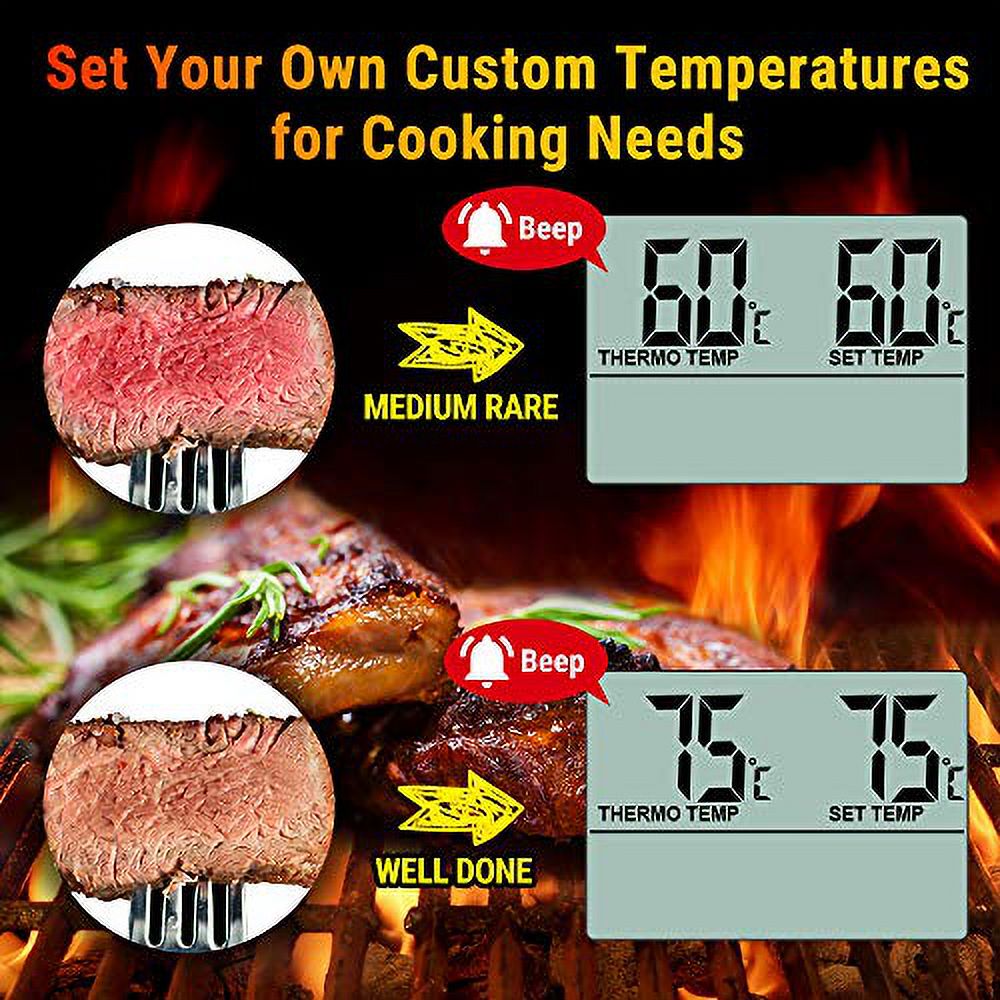 Large LCD Digital Cooking Meat Thermometer with Stainless Steel Probe A244178