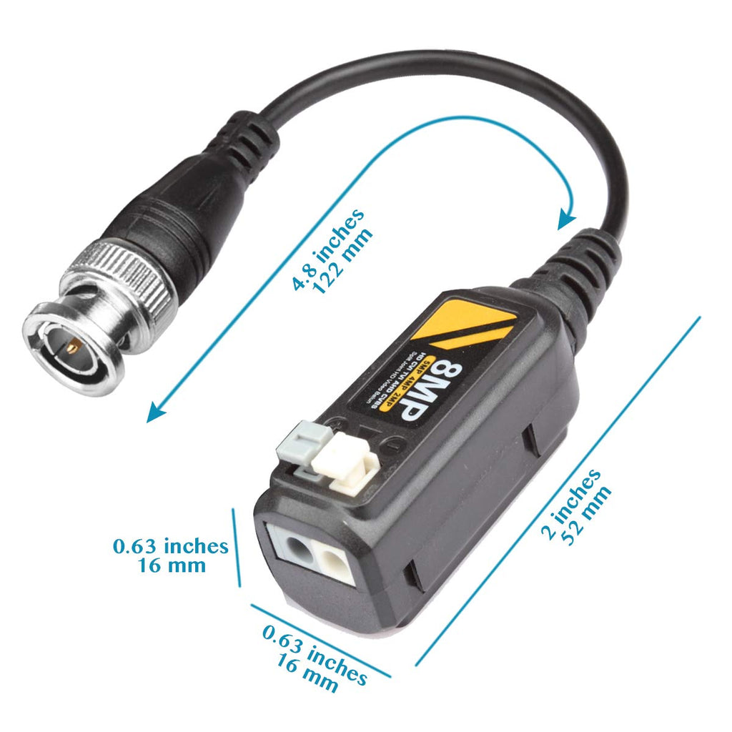 20 Pairs Passive Video Balun Connectors for BNC Male CCTV Camera System W47341