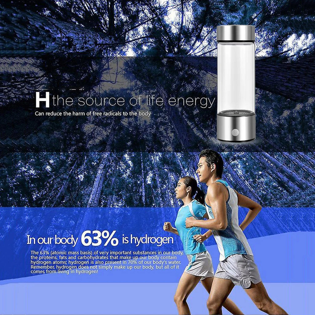 Hydrogen Water Bottle with PEM SPE Technology, Rechargeable Generator with Gift Box J410056