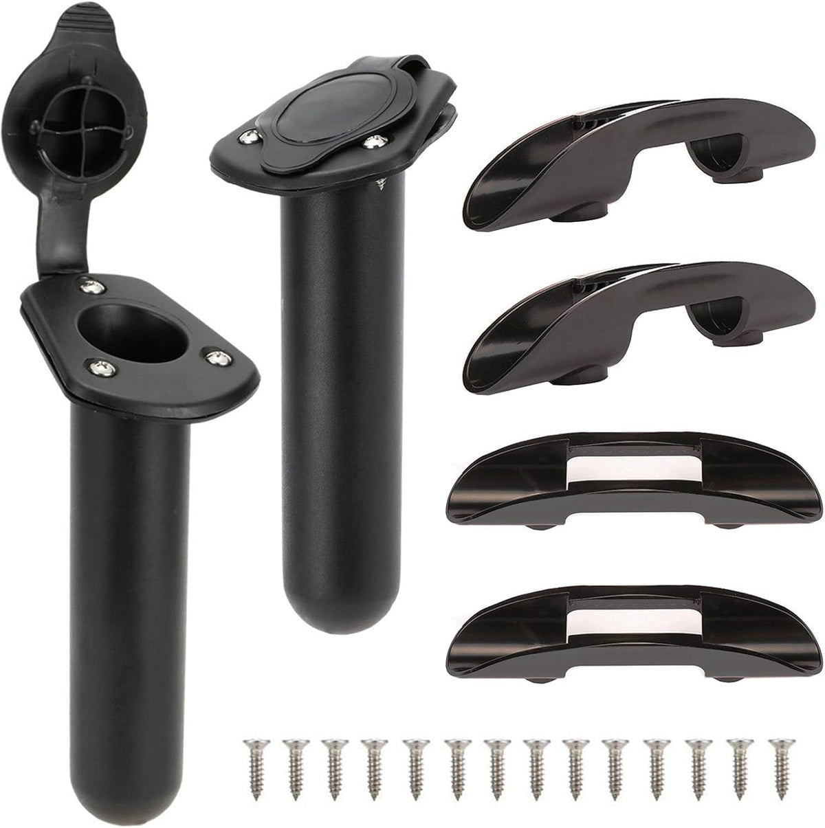 6 Pieces Fishing Rod Holders with Cap Cover and Paddle Holder Clips with Screws R562615