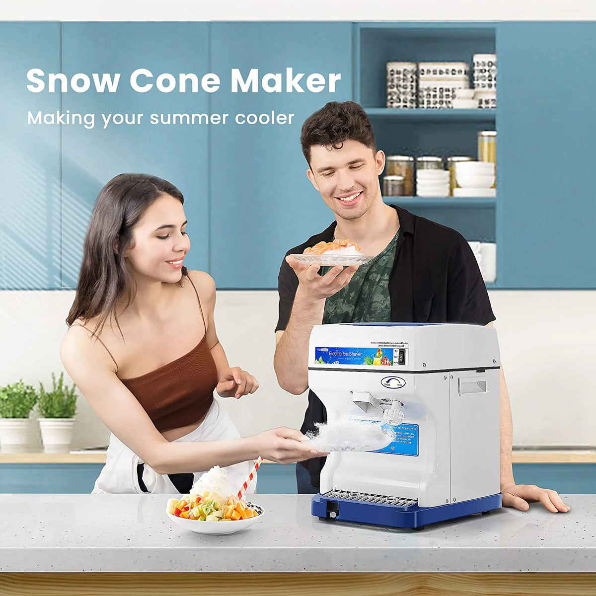 Blue Electric Ice Crusher Snow Cone Machine 265lbs/hr E609298