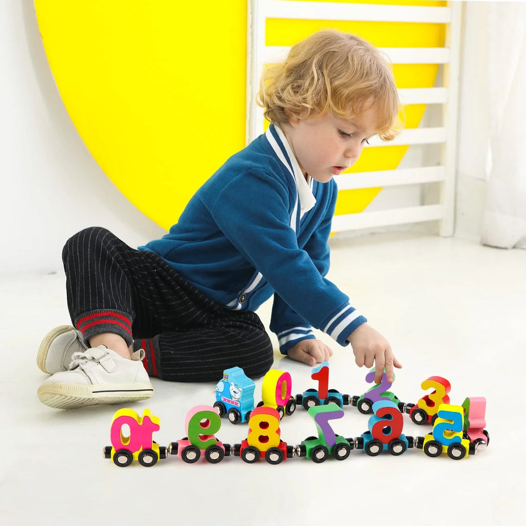 Wooden Magnetic Small Train Building Blocks Puzzle Toys A8915