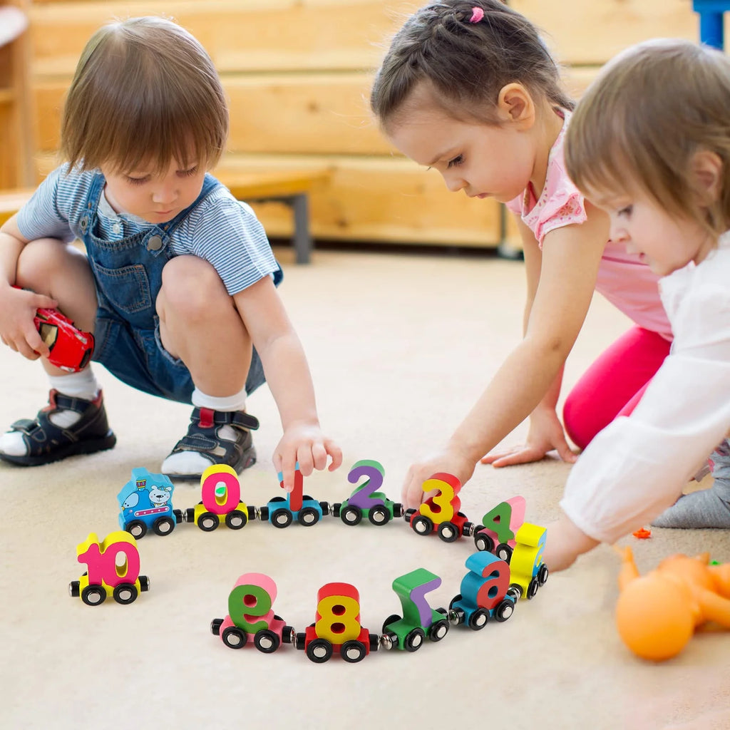 Wooden Magnetic Small Train Building Blocks Puzzle Toys A8915